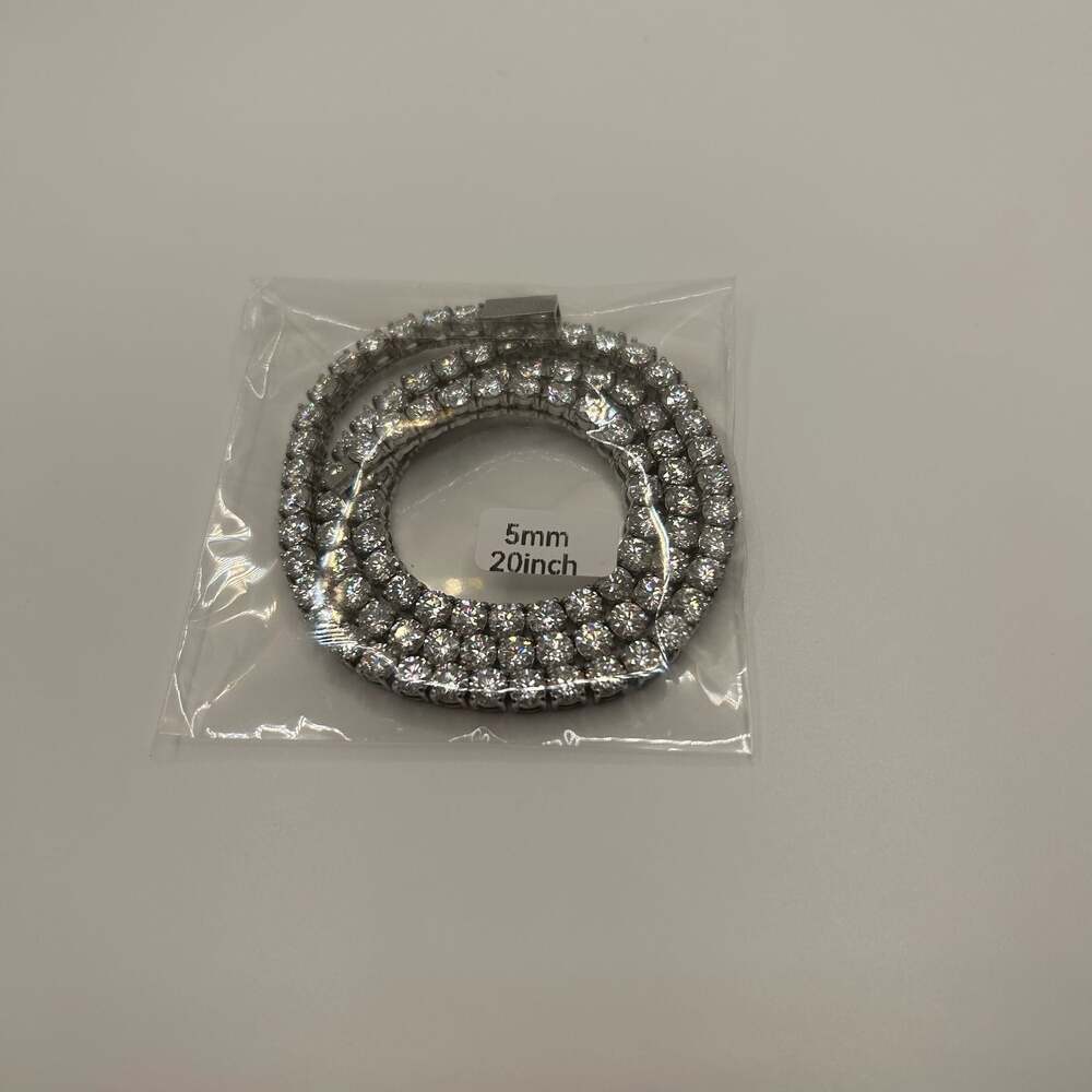 5mm Moissanite Silver Tennis Chain VVS1 No Pass 20 Inch Mens Iced Waterproof New
